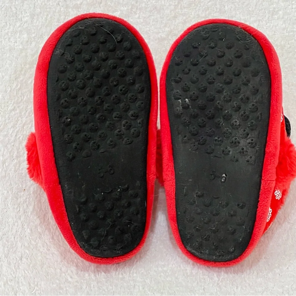 Disney Minnie Mouse Red Plush Sequin Slippers Size 5-6